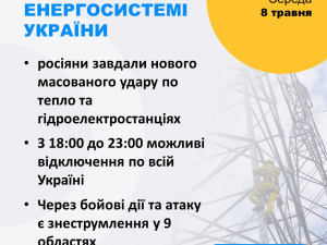 Сьогодні ввечері можливе обмеження електропостачання по всій Україні - Укренерго