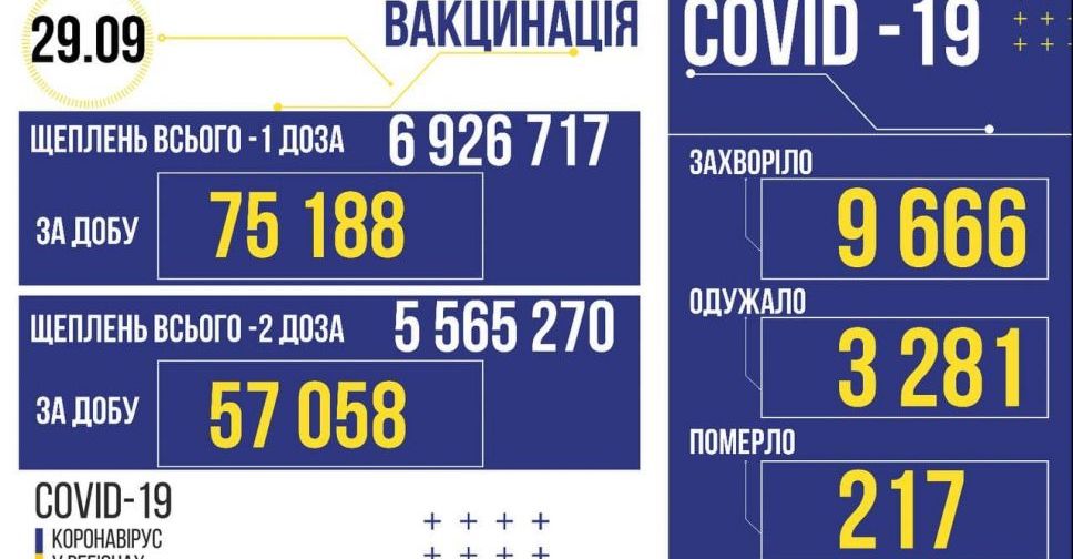 В Україні за вчора виявили 9 666 заражених коронавірусом