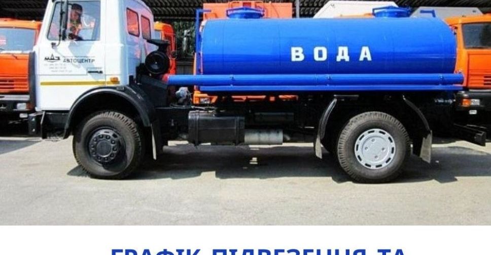 Графік підвезення питної води в Покровську 16 грудня