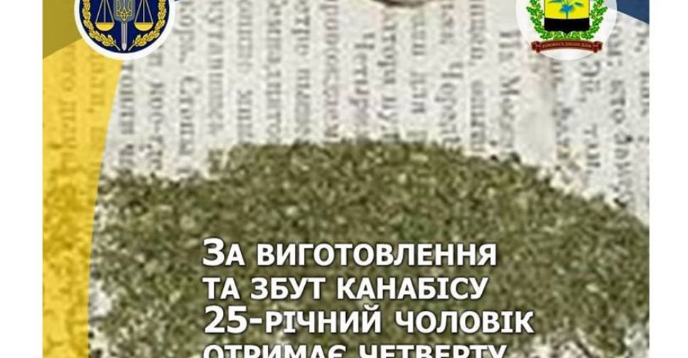 За виготовлення та збут канабісу 25-річний мешканець Покровська отримає четверту судимість