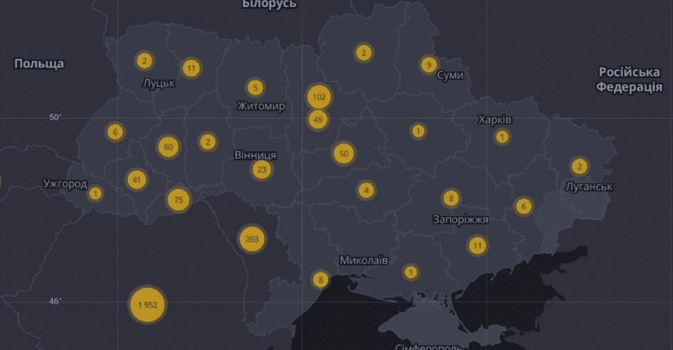 РНБО розробила карту поширення коронавірусу Україною та світом