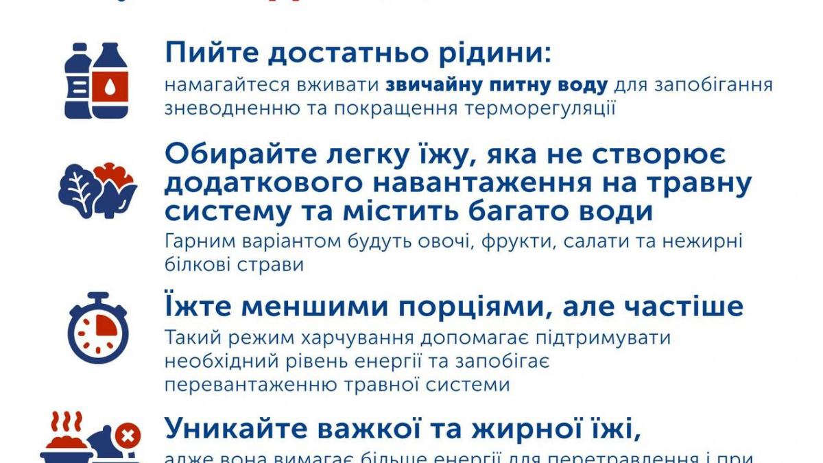 Як і чим харчуватися у спеку, порадили у Центрі громадського здоров’я