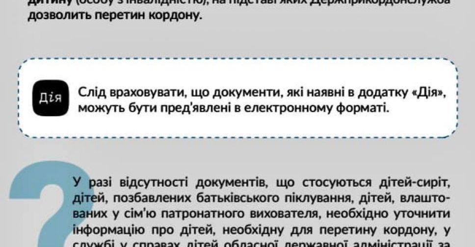 Правила перетину державного кордону дітьми, особами з інвалідністю та особами, які їх супроводжують