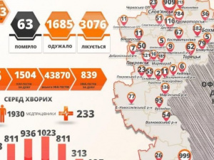 COVID-19 на Донеччині за добу: 263 випадки, з них 35 – у Мирнограді, 1 – у Покровську