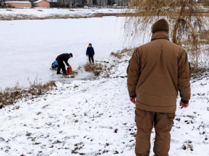 В парке «Юбилейный» покровчане продолжают прогулки по замерзшему водоему