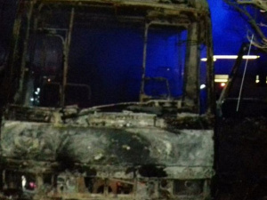 В Покровском районе сгорел автобус