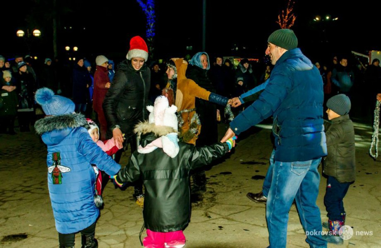 Новогодняя ночь в Покровске: снег, костер и праздничное настроение