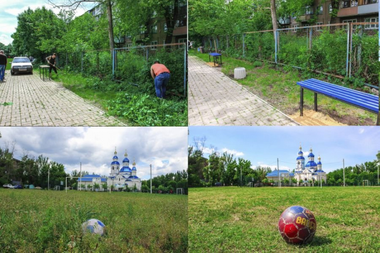 В День окружающей среды в Константиновке облагородили спортивную площадку с футбольным полем