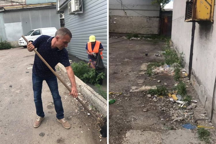 «Не дадим превратить город в свалку»: покровские дворники убрали мусор за универмагом